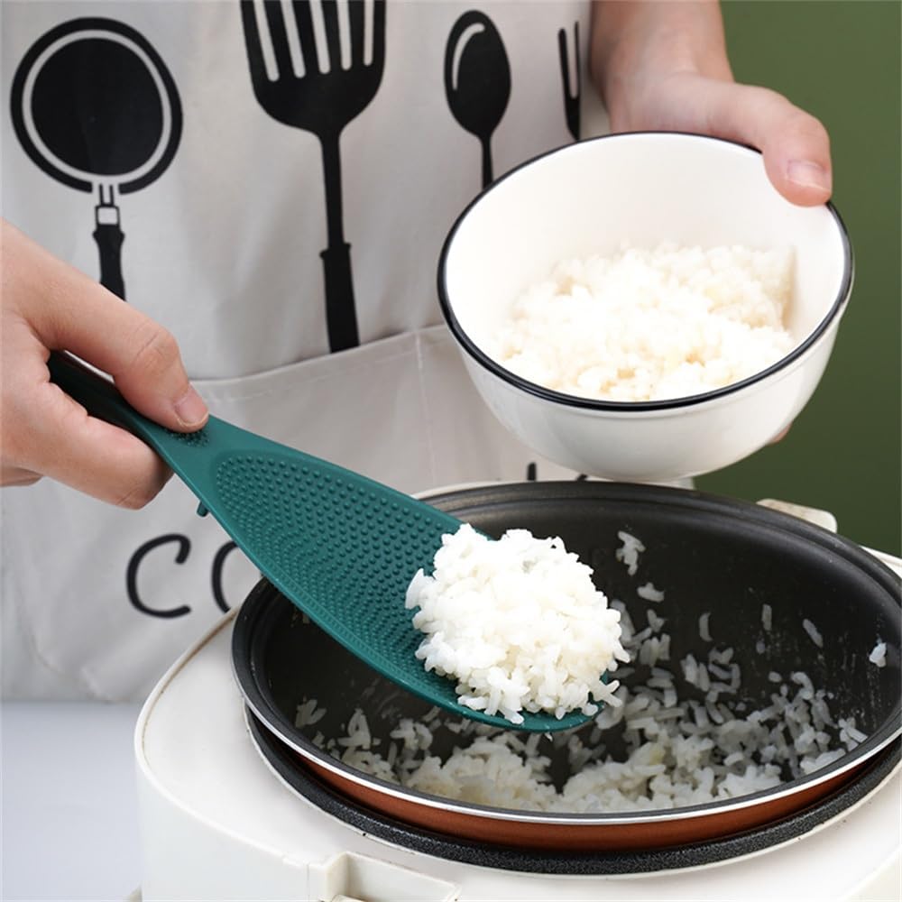 しゃもじ クリエイティブサービングスプーン家庭用プラスチックライススプーン 耐久性 耐熱 頑丈 (色 : 緑, Size : 22.