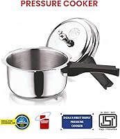 Vista 5 de Vinod Platinum Triply - Olla a presión de acero inoxidable de triple capa con tapa exterior - 68 onzas, apta para inducción, certificada ISI, olla a