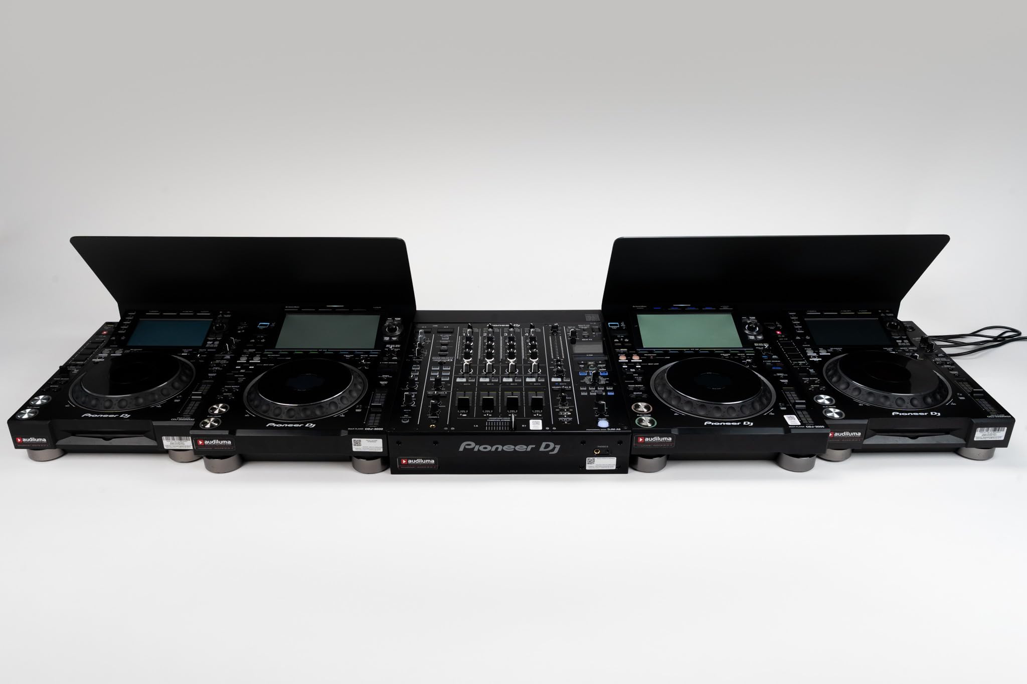 1 x Sunshield Double Standard für DJ-Player CDJ 3000/2000 Displays, 66 cm Integrierter Cable Cover für klare Sicht und Kabelmanagement, DJ Sun Cover, Sonnenschutz, Made in Germany
