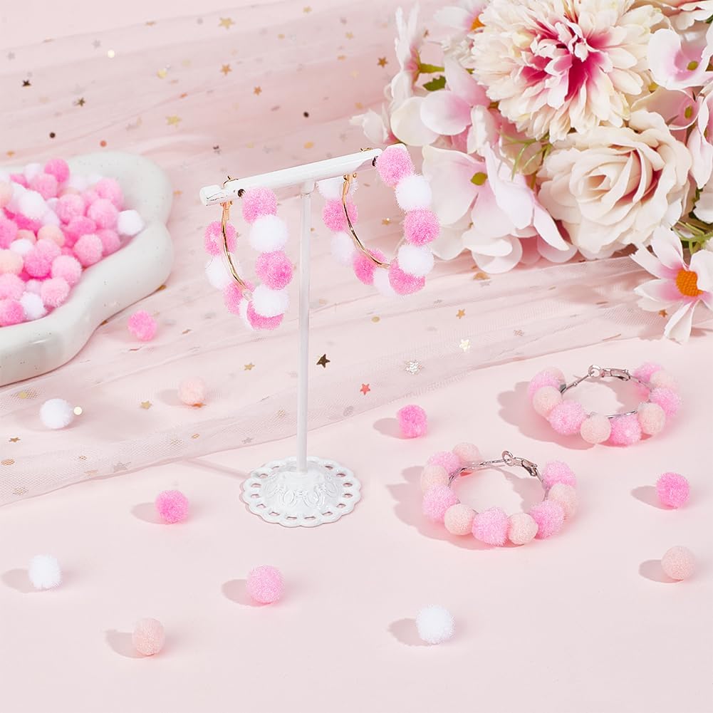SUNNYCLUE 400Pcs Small Pink Pompoms Fuzzy Balls Bulk Valentine's Day 10mm Mini Pom Pom Ball Soft Round Fluffy Puff Cat Kitten Googly Pom Poms for DIY Art Crafts Garland Charms Party Decor Supplies
