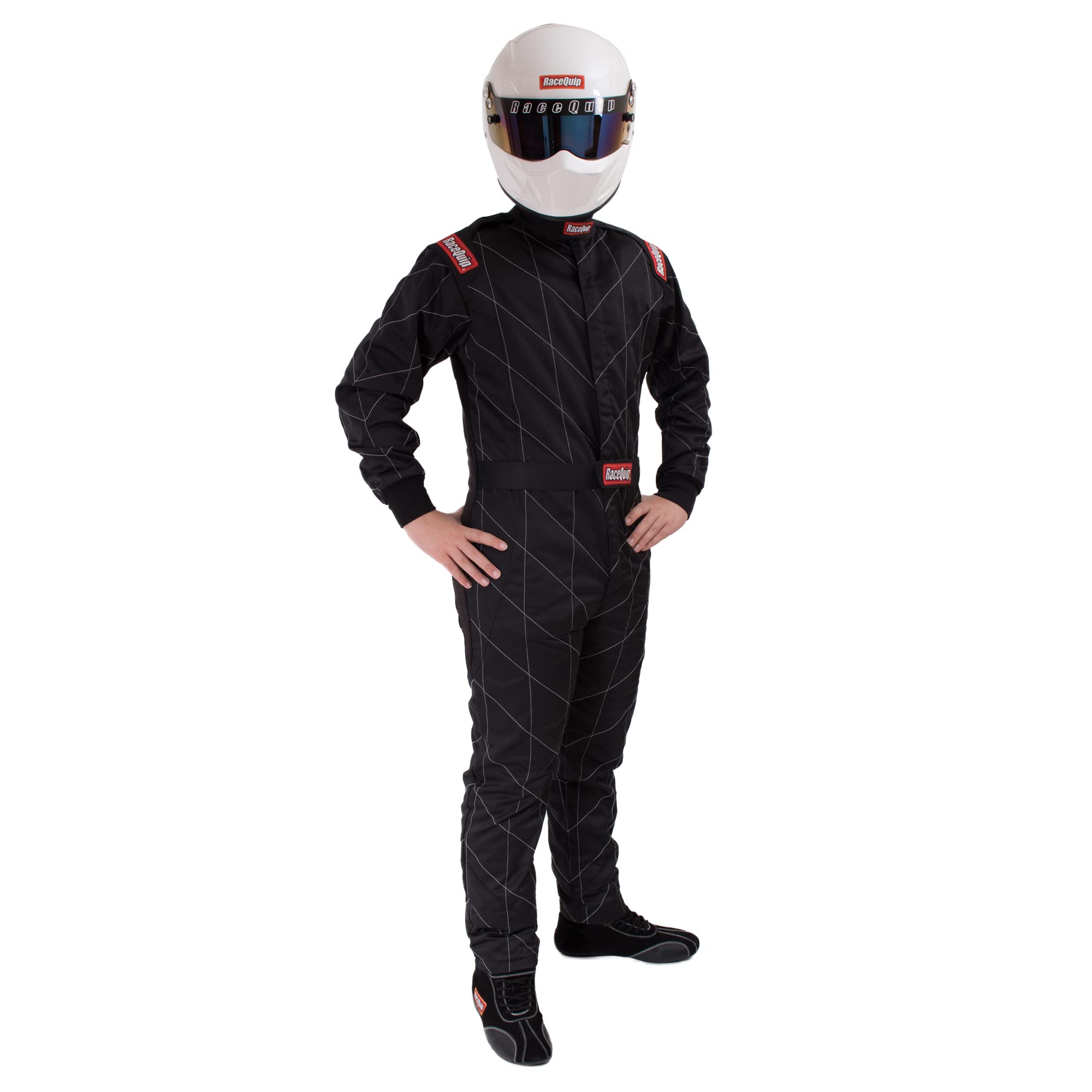 RaceQuip Chevron-5 One Piece Multi Layer Racing Driver Fire Suit SFI 3.2A / 5 Rated Black Medium 91609039