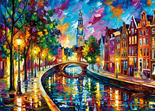 Artipuz Puzzle for Adults 1000 Pieces - Amsterdam Canal Night