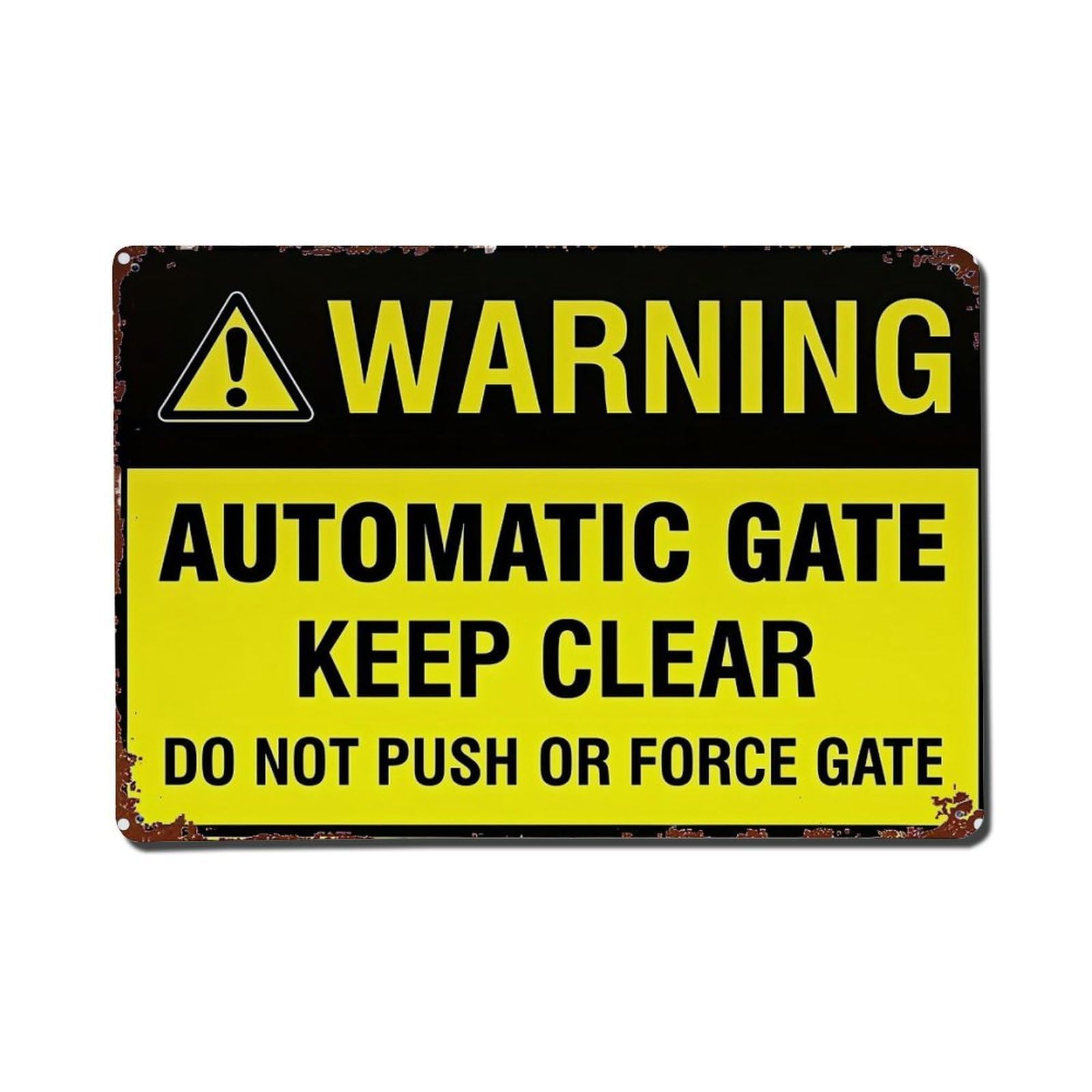 Bliveurn Vintage Warning Automatic Gate Keep Clear Retro Metal Tin Sign, Metal Poster For Home, Gaming Room, Studio Workshop,Bar,Garage Wall Art Decor 8X12 Inch