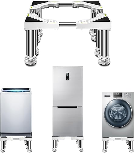 Base antideslizante para lavadora, soporte para nevera, base ajustable multifuncional para lavadora y secadora, soporte de pedestal para