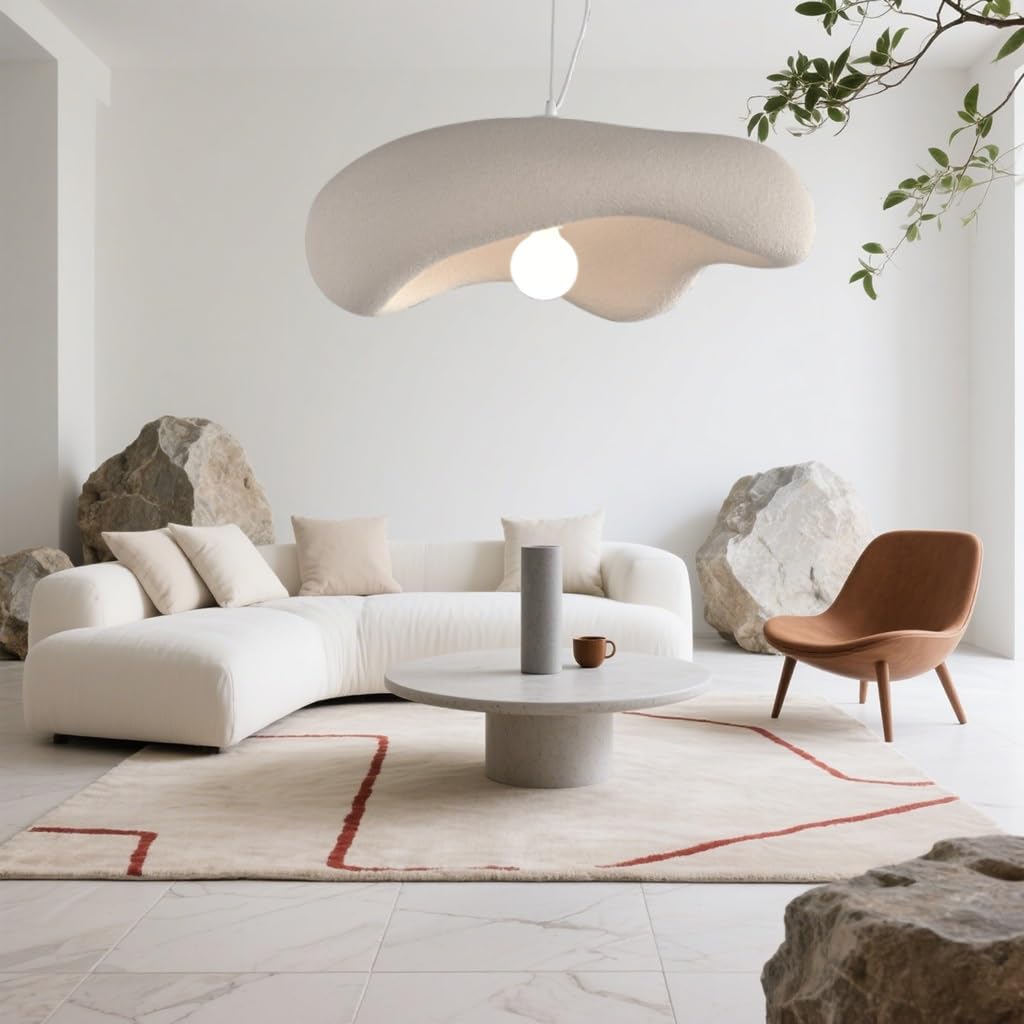 MyLjp Wabi Sabi Style Pendant Lights Polystyrene Floral Pendant Lamp Vintage Restaurant Chandelier E27 Nordic Style Kitchen Dining Room Living Room Pendant Light(Bracken Brown,40CM)