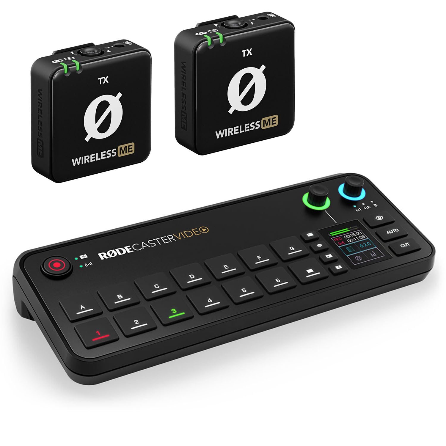 Rode Rodecaster - Consola de vídeo para producción de audio y vídeo, con 2 módulos de transmisión inalámbricos ME TX gratuitos