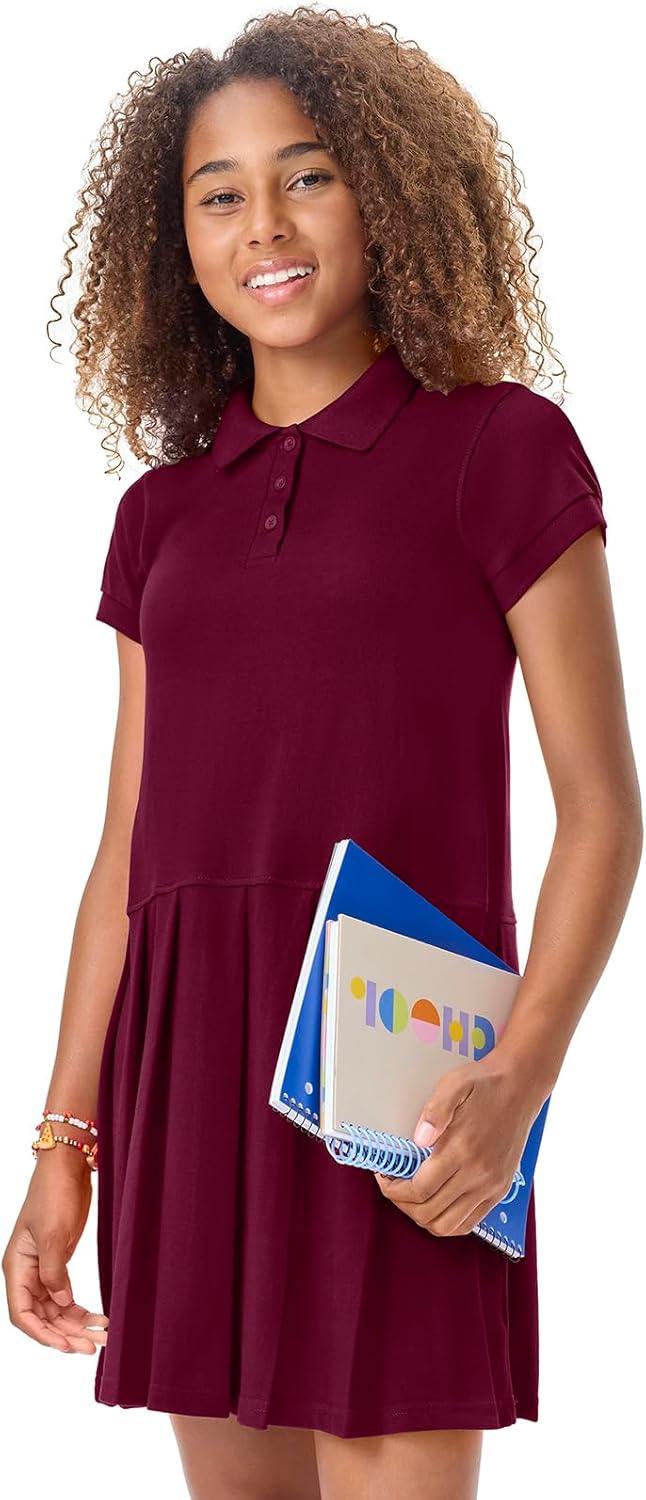 Classroom Girls Polo Dress School Outfit for Toddler,Pleated Skirt - Image 2