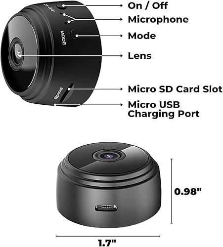 Miniatura 7 de Cámara de vigilancia, cámara de seguridad para casa de guardia, 1080p HD magnética, mini cámaras inalámbricas WiFi, con lente gran angular y alarma