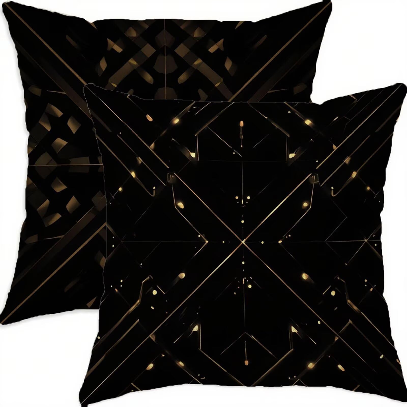 Coussin de canapé imperméable 70x70 motif géométrique noir pour salon et terrasse
