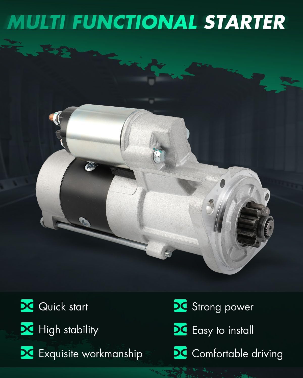 SCITOO Starter Compatible with 2000-2006 for Ingersoll Rand G34,1985-2012 for Sole Diesel Mini-62 For Mitsubishi S4S Engine Starter Motor 18394N