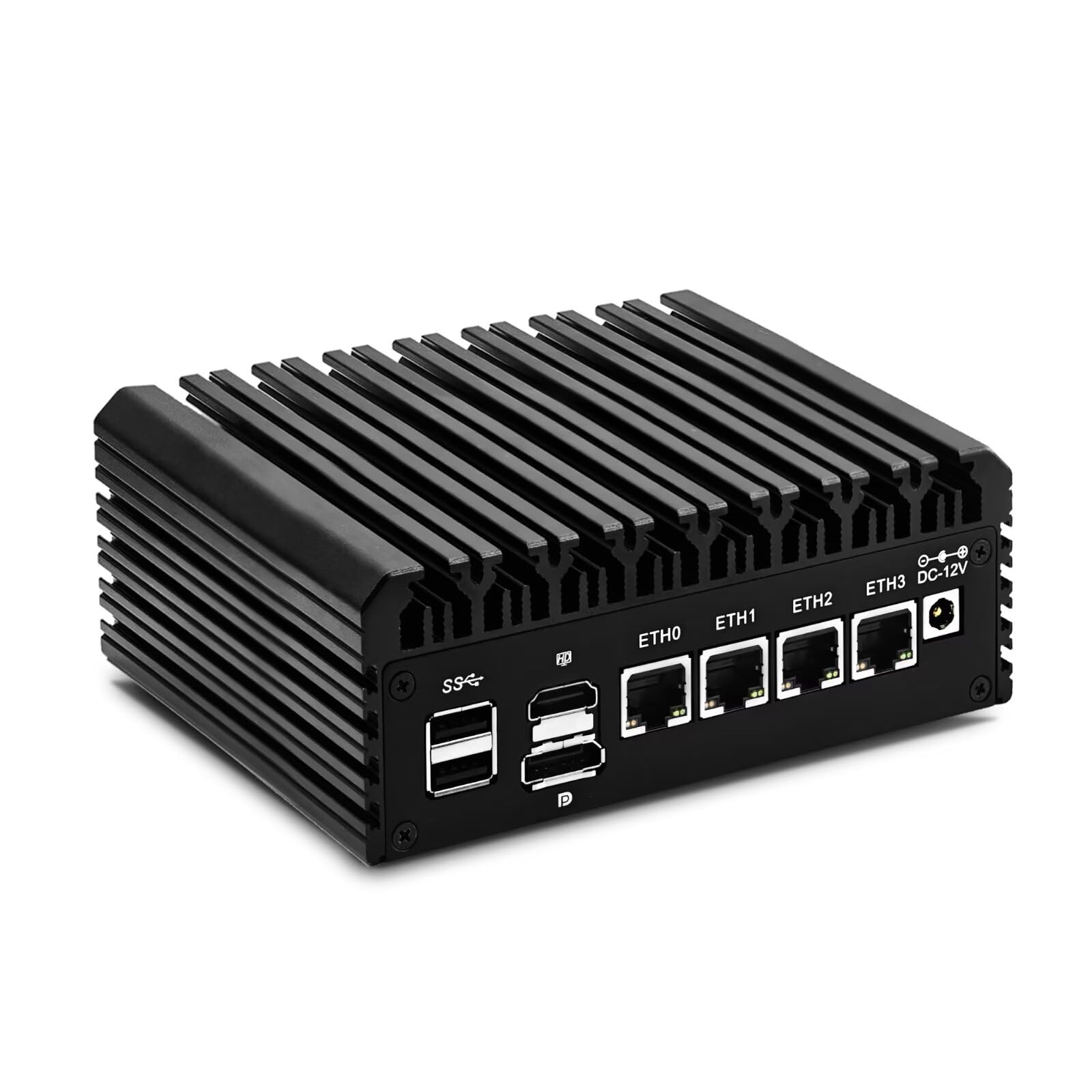 Fanless Firewall Mini PC N6005,4C/4T,4X 2.5 GBe LAN/4USB/HD/DP/Tpye C/TF, OPNsense/AES-NI Router Netzwerk Security,DDR4 0G RAM 0G SSD Barebone,Dual Display