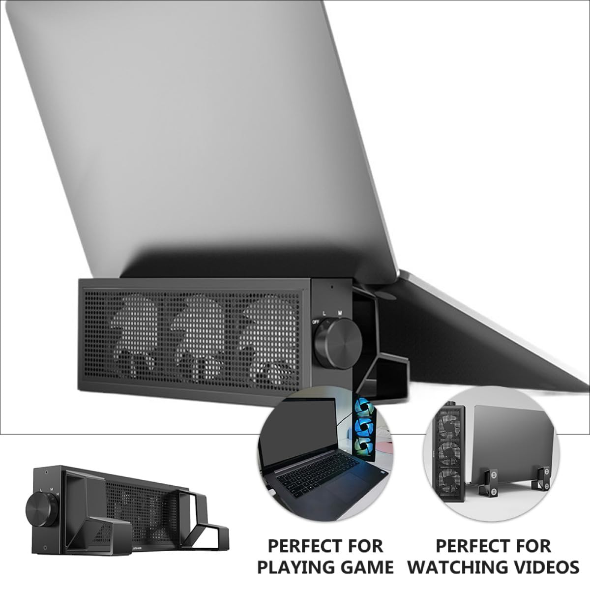Hohopeti USB betriebener Notebook Kühler mit verstellbarem Ständer und 3 Lüftern 15.6 Zoll zur Wärmeableitung für Laptop und Lesen zu Hause