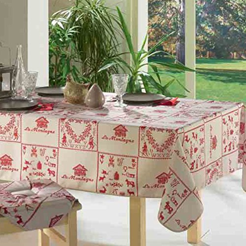 MCTISSUS Nappe Rectangle Montagne Luge 2m40 x 1m50 Polyester Anti Tache Infroissable