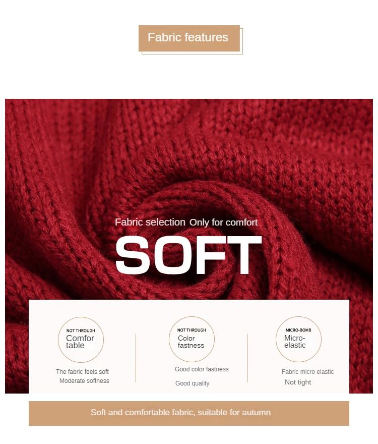 Women's Casual Sweater Solid Color Knitted Pullover Top Long Sleeve Crew-Neck Sweater Casual Sweaters for Women3