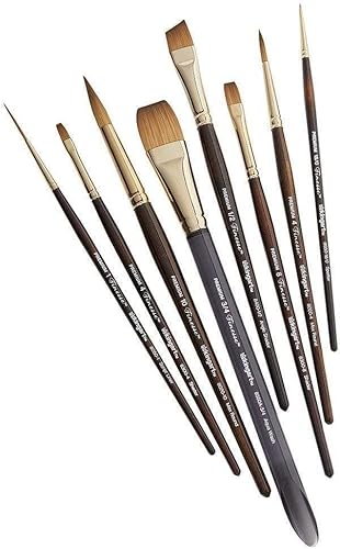 Miniatura 3 de KINGART 1010A Premium - Juego de 8 pinceles para acuarelas delicadas, color sable Kolinsky sintético para acuarela, gouache, óleo y pinturas