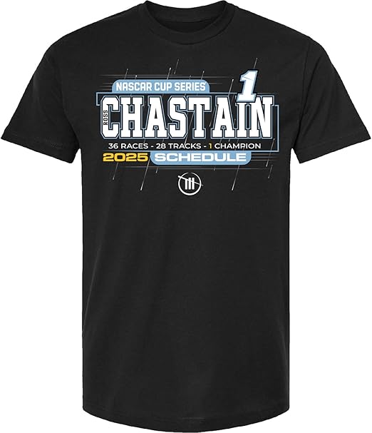 Ross Chastain 2025 NASCAR Cup Series Schedule T-Shirt Black