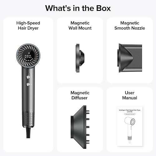 Miniatura 8 de Secador profesional de alta velocidad para secado rápido, 9 ajustes de calor y 2 velocidades, limpieza automática y tiro frío