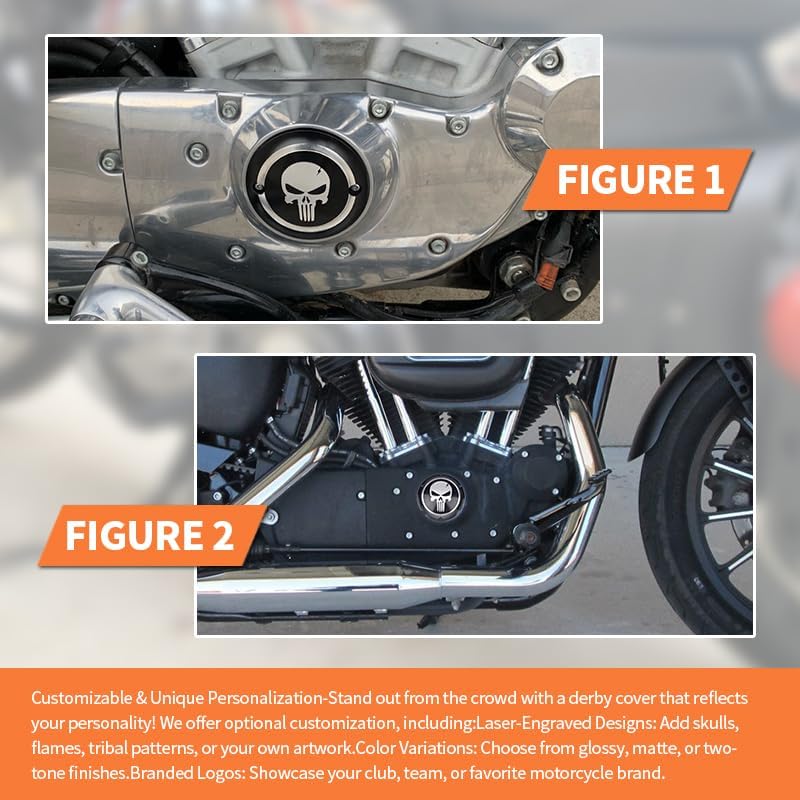 Aluminum Derby Cover Engine Timing Timer Cover with Timer Brake Cylinder Chain Inspection for Harley Davidson Sportster Iron XL883 1200 Forty Eight Seventy Two 48 72 Nightster Roadster 4Pcs