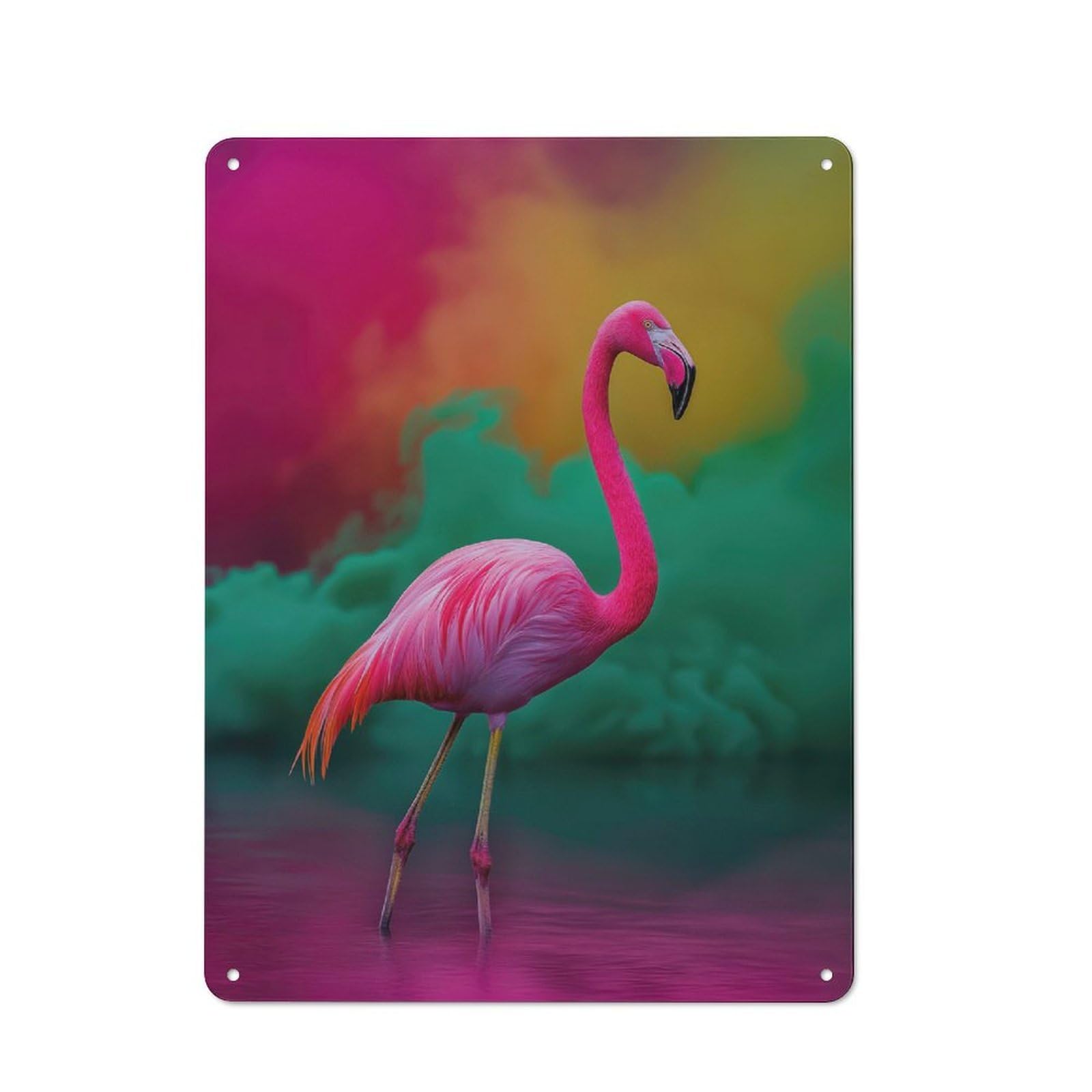 Junmoney Pink Flamingo 40X30cm Rustic Metal Sign With For Hobby Room Or Studio, Metal Sign Decor For Hobby Rooms And Studios
