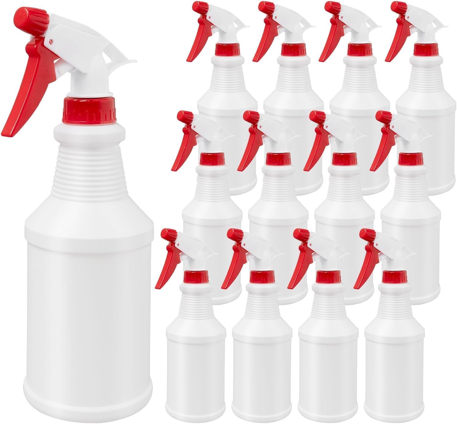 MALLOOM 12 Pièces Bouteilles Spray 500 ml – 16 oz Rechargeables, Vaporisateurs Vide, Atomiseurs Étanches pour Nettoyage, Plantes, Jardinage, Eau de Javel, Coiffure