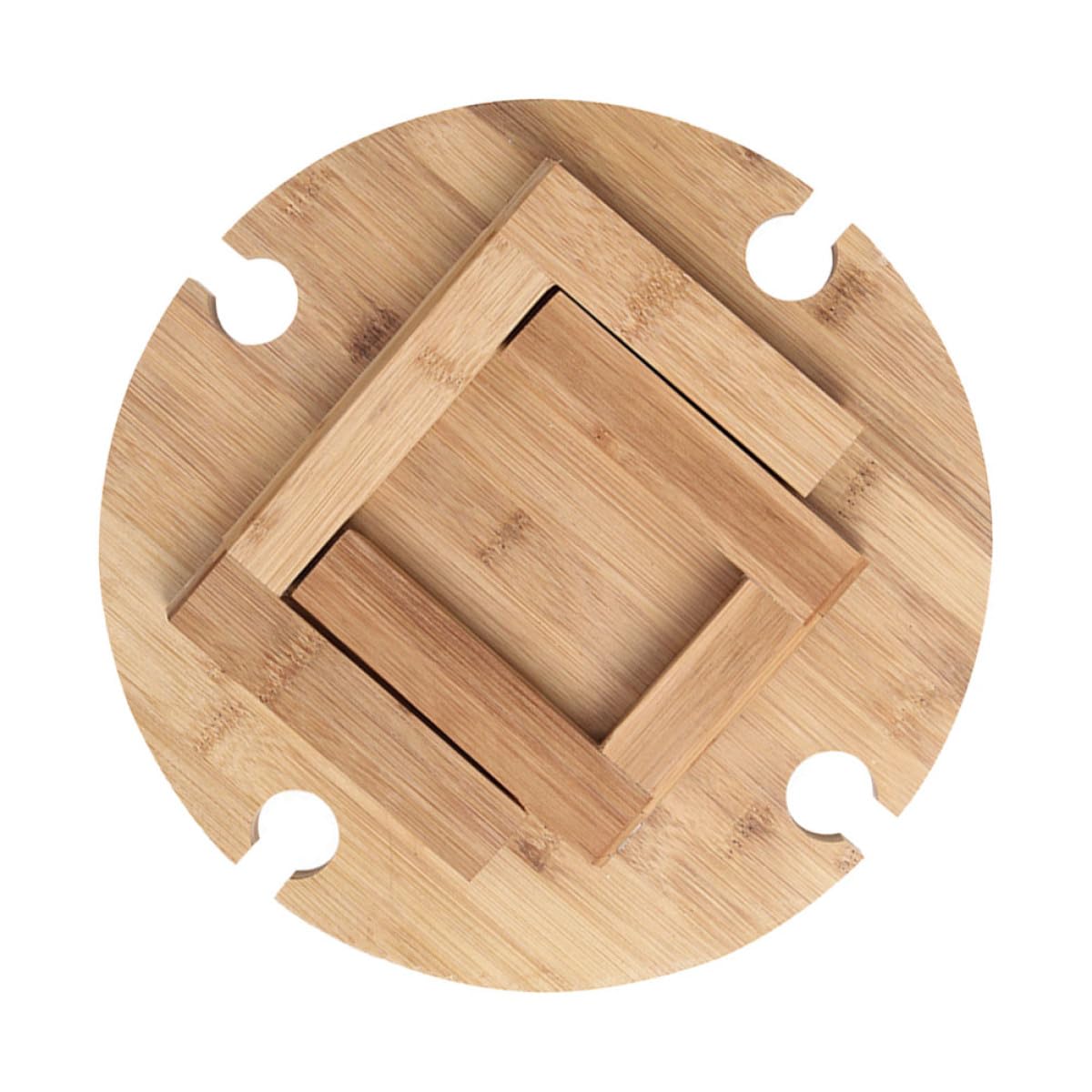 Table basse extérieure pour pique-nique Homoyoyo en bois avec porte-bouteilles