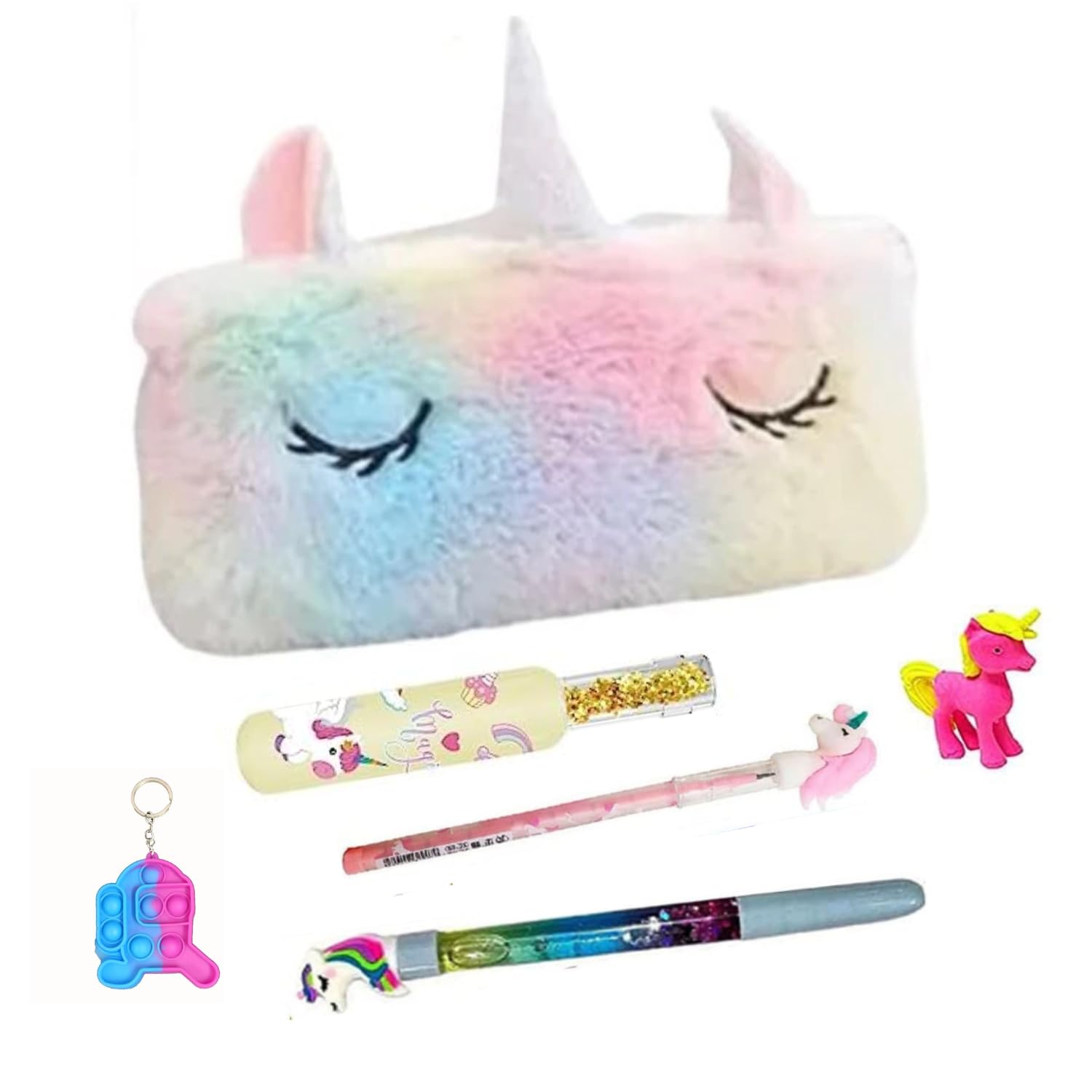 Taufa Villa Unicorn Stationery Combo Set for Girls – Pack of 10 | Includes Unicorn Pouch, Pens, Pencil, Eraser & More | Cute Pencil Box for Kids | Return Gift for Girls-image-43