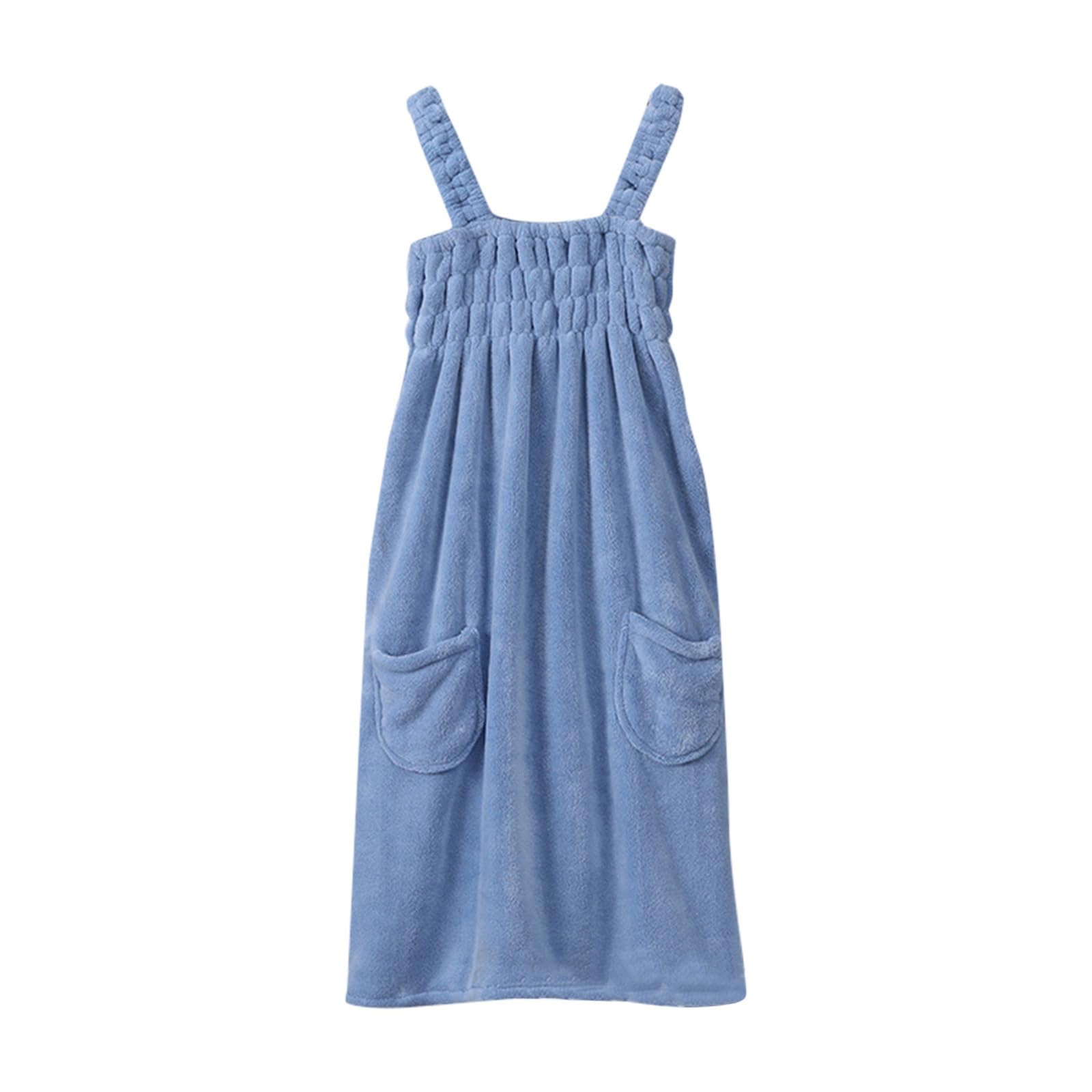Bathrobe, Women's, Winter, Cute, Terry Fabric, Absorbent, Quick Drying, Gown, Thick, Bathtub, Sexy, Long Pajamas, Large Size, Fluffy, Sleeveless, Thermal, Room Wear, Mokomoko, Gentle Touch, Free Size blue (sky blue)