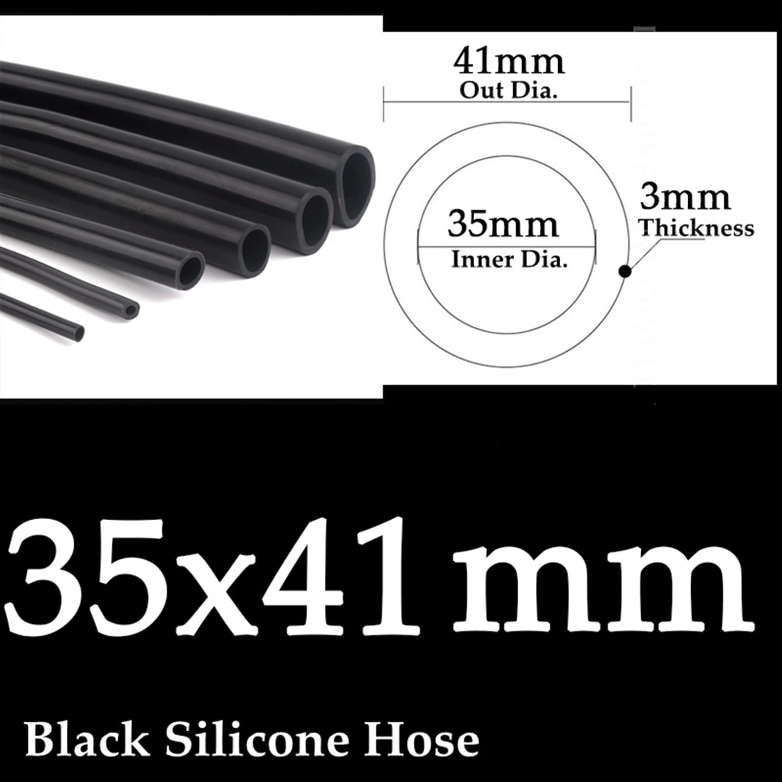 di silicone, Tubo flessibile in silicone ID 10-35 mm nero 1 m for pompa dell'aria acquario tubo del gas hot melt(35x41)