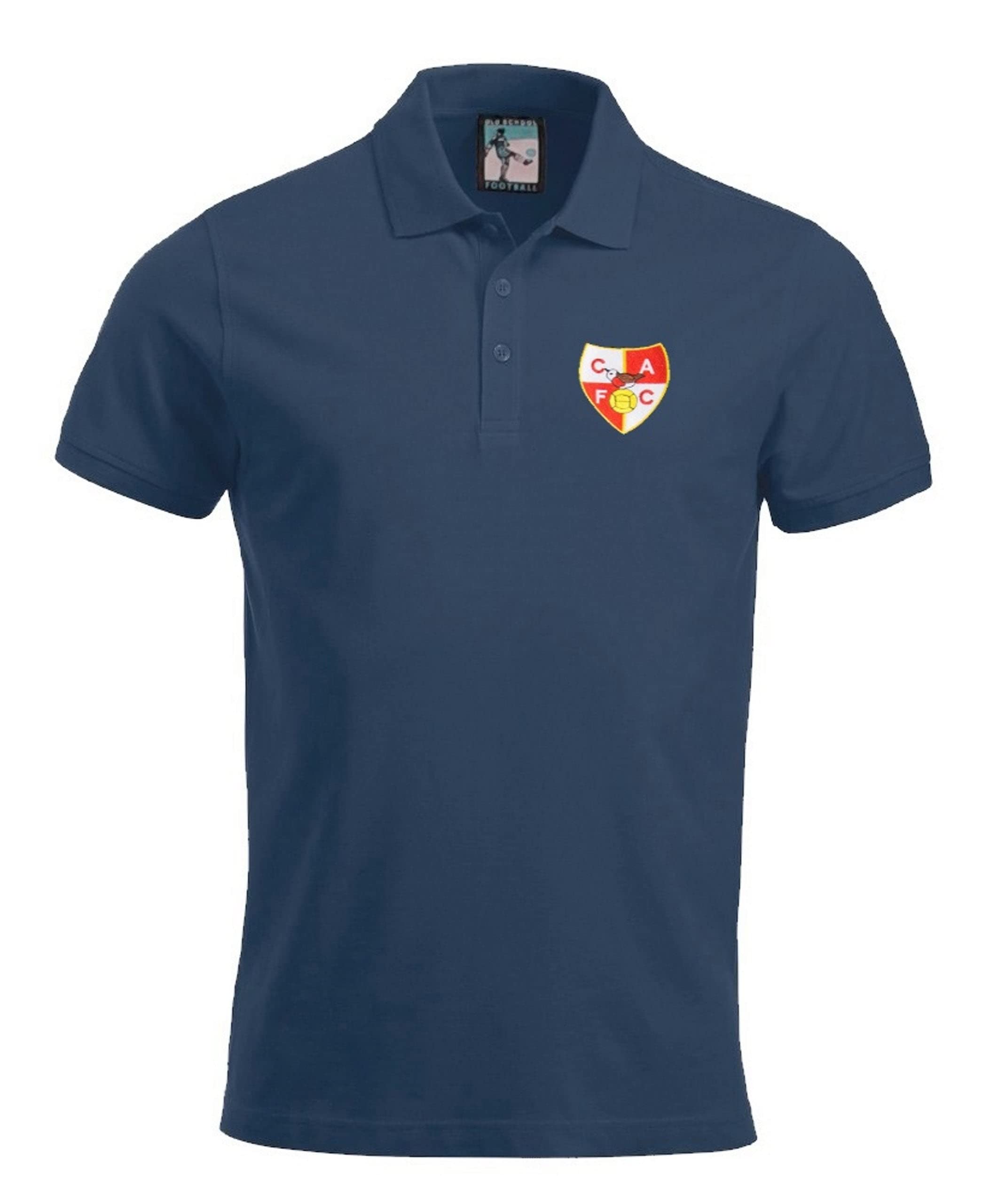 Charlton 1940s Retro Football Polo Embroidered Logo Navy