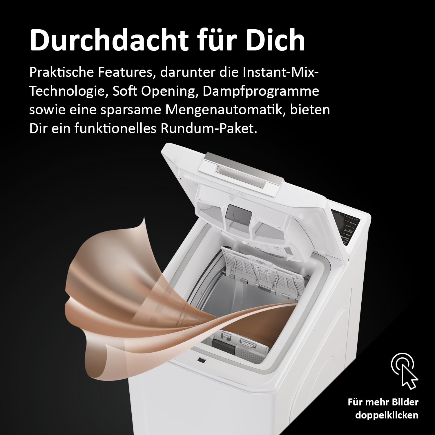 Haier Toplader Waschmaschine 40 cm 7 kg 1400 U/min A-Effizienz Inverter-Motor Wi-Fi Dampffunktion THASNQ476TM5-84