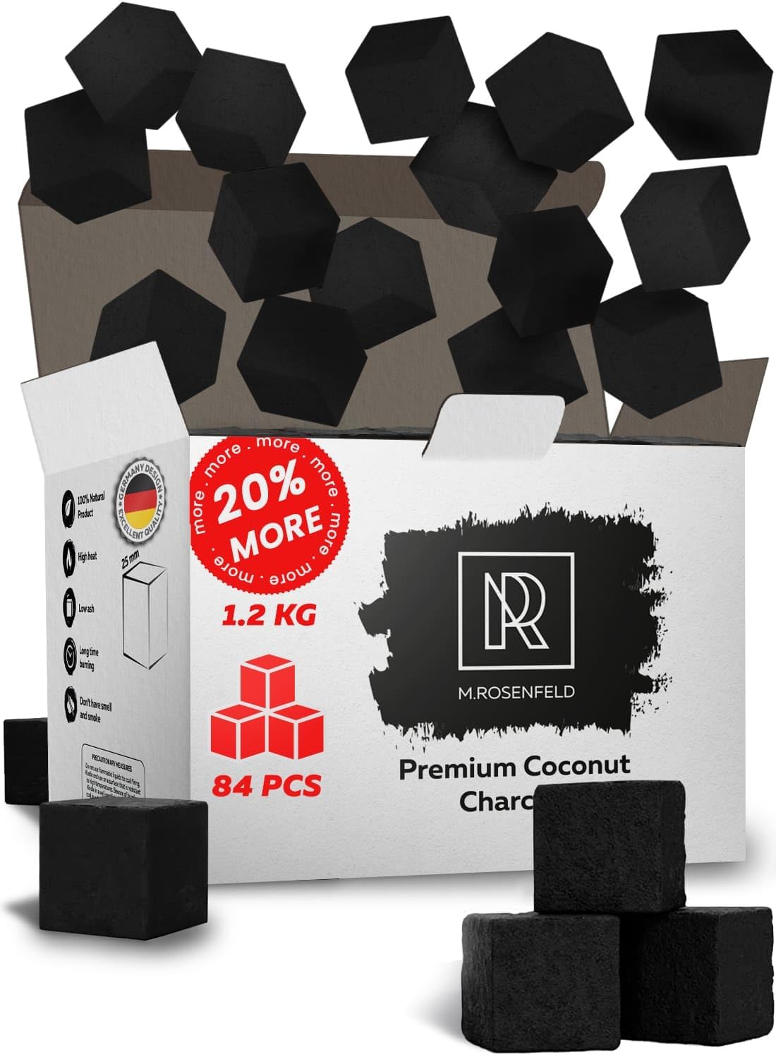 84 pcs Hookah Charcoal Hookah Coals for Hookah Coconut 25mm