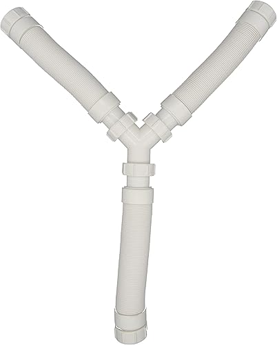 Miniatura 4 de Trampa P de perfil bajo, extensible y flexible, drenaje de fregadero de doble tazón, trampa P con adaptador de 1-12 a 1-14