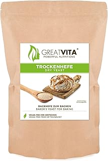 GreatVita Trockenhefe Backhefe, Brothefe, glutenfrei, 1000g im Beutel