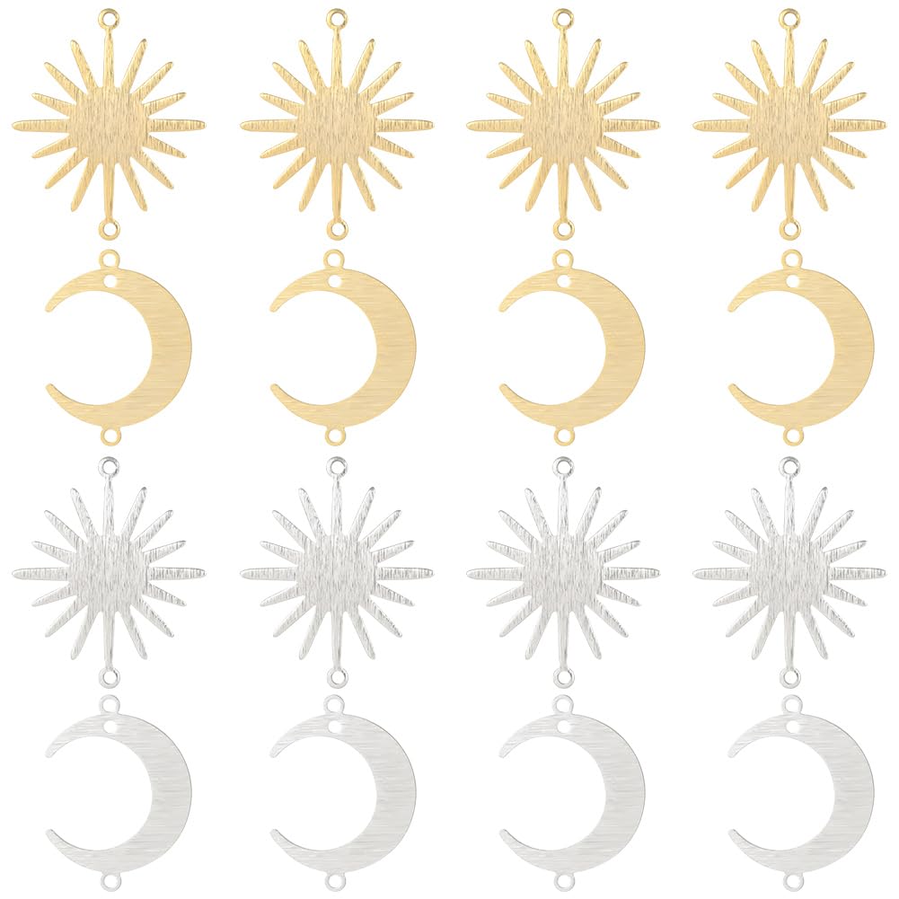 Beebeecraft 5 Ciondoli Luna In Argento Sterling 925 - Opachi, 10 Mm, Con Foro 1 Mm - Per Creazione Gioielli