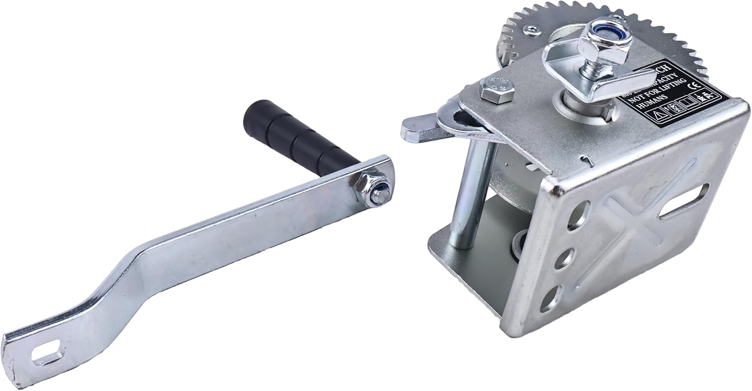 Dlb800a 800 Lbs. Spur Gear Heavy Duty Hand Winch with Brake, Manual Operated Two-Way Ratchet ATV Boat Trailer Marine