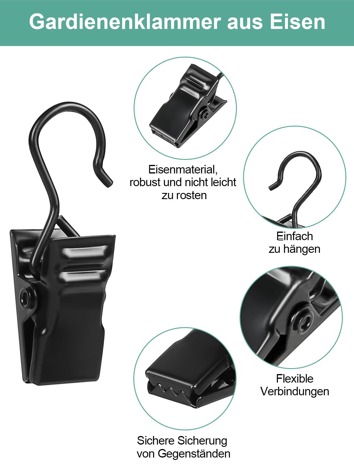 Pinces à Rideaux Avec Crochets Métalliques Longueur De Pince De 18 Mm Pour Draperie; Photos Et