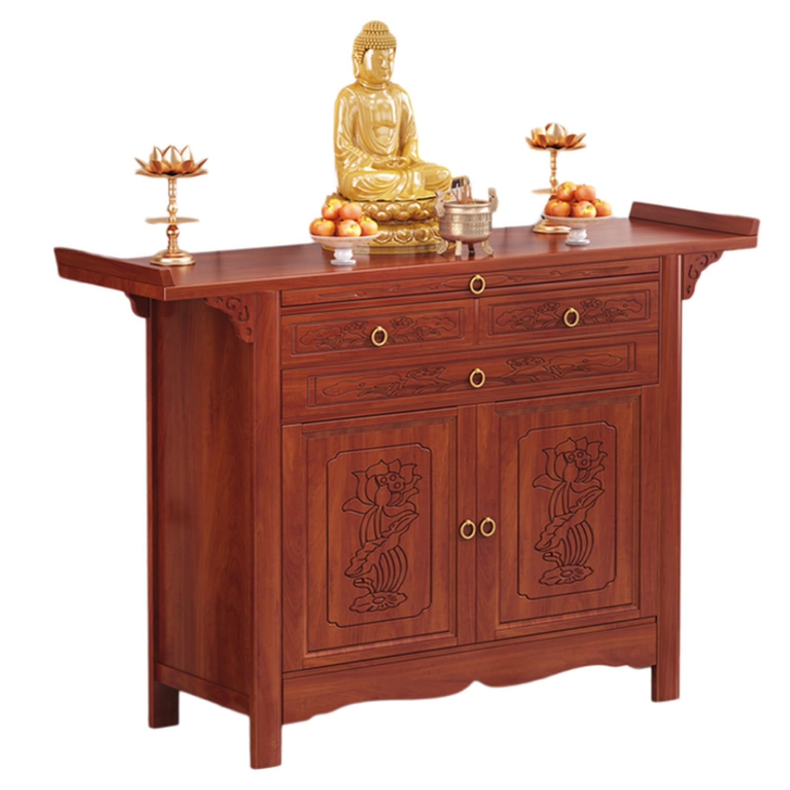 Table de prière bouddhiste en bambou haut de gamme avec rangements