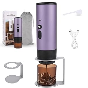 Cafetera Espresso Portátil,80 Segundos Eléctrica Cafetera Capsulas, 15Bar, 90ML, Compatible con NS/DG/Café Molido, Puede preparar 50 tazas de café para Camping para RV Senderismo Oficina