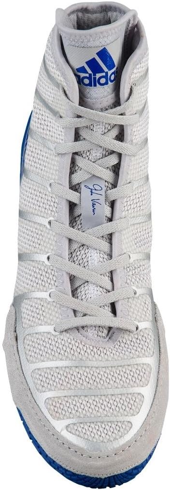 adidas Adizero Varner Men's Wrestling Shoes, Grey/Royal/White Size 4.5