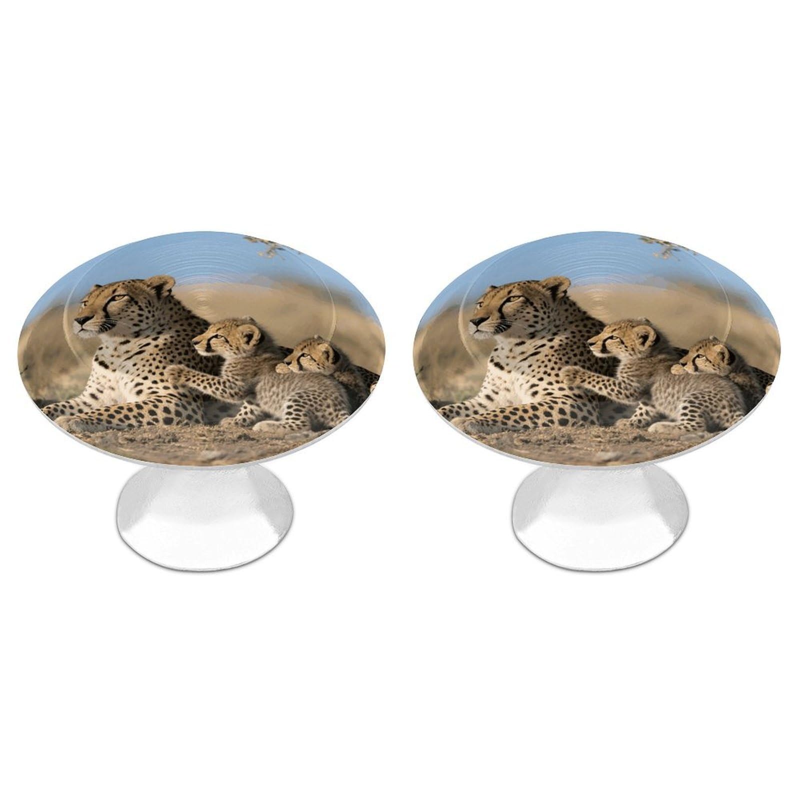 Fodpand White 2 Pack Cabinet Knobs 1.1 Inch Single Hole Drawer Pulls Handles Decorative Cheetah Furniture Knobs For Dresser Kitchen Bathroom Cupboard Wardrobe Vanity Closet Door Hardware
