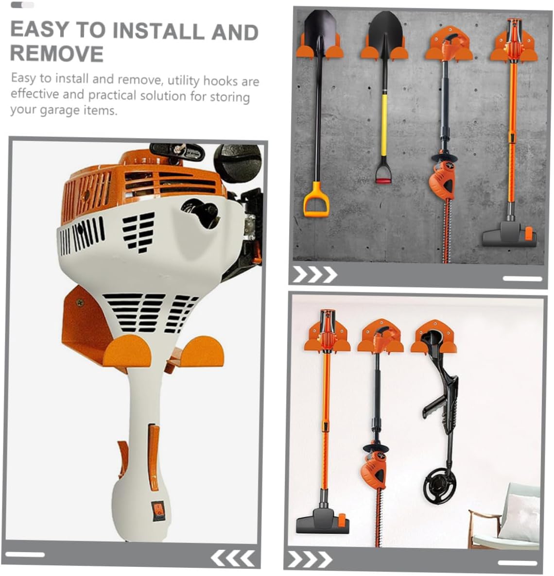 Heavy Duty Wall Mount Storage Hooks for Garage, Utility Tool Hangers for Hanging Lawn Mower and Equipment, 2pcs Set, Garage Organization Storage System