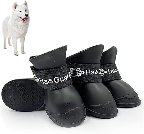 日本スピッツ 犬用レインシューズ 防水 防滑 犬用シューズ 雨の日 散歩用 肉球保護 PVC素材 軽量 B0GJDZWFYC