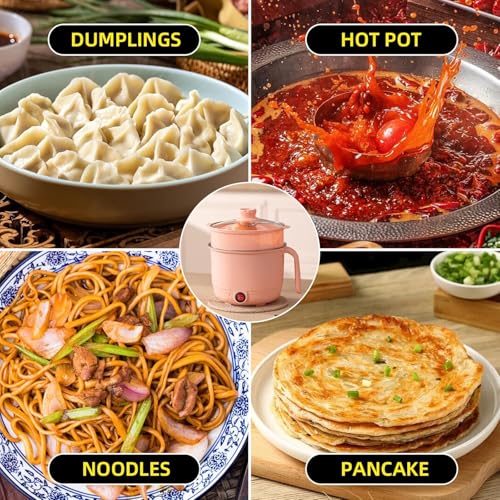 Image of Multi Function Pot 1.5L, Double Layered Body, Ceramic Coated Inner Pot, Variable Temperature Settings, Wide Mouth, Transparent Lid, Cooking, Boiling, Steaming, Egg, Vegetable