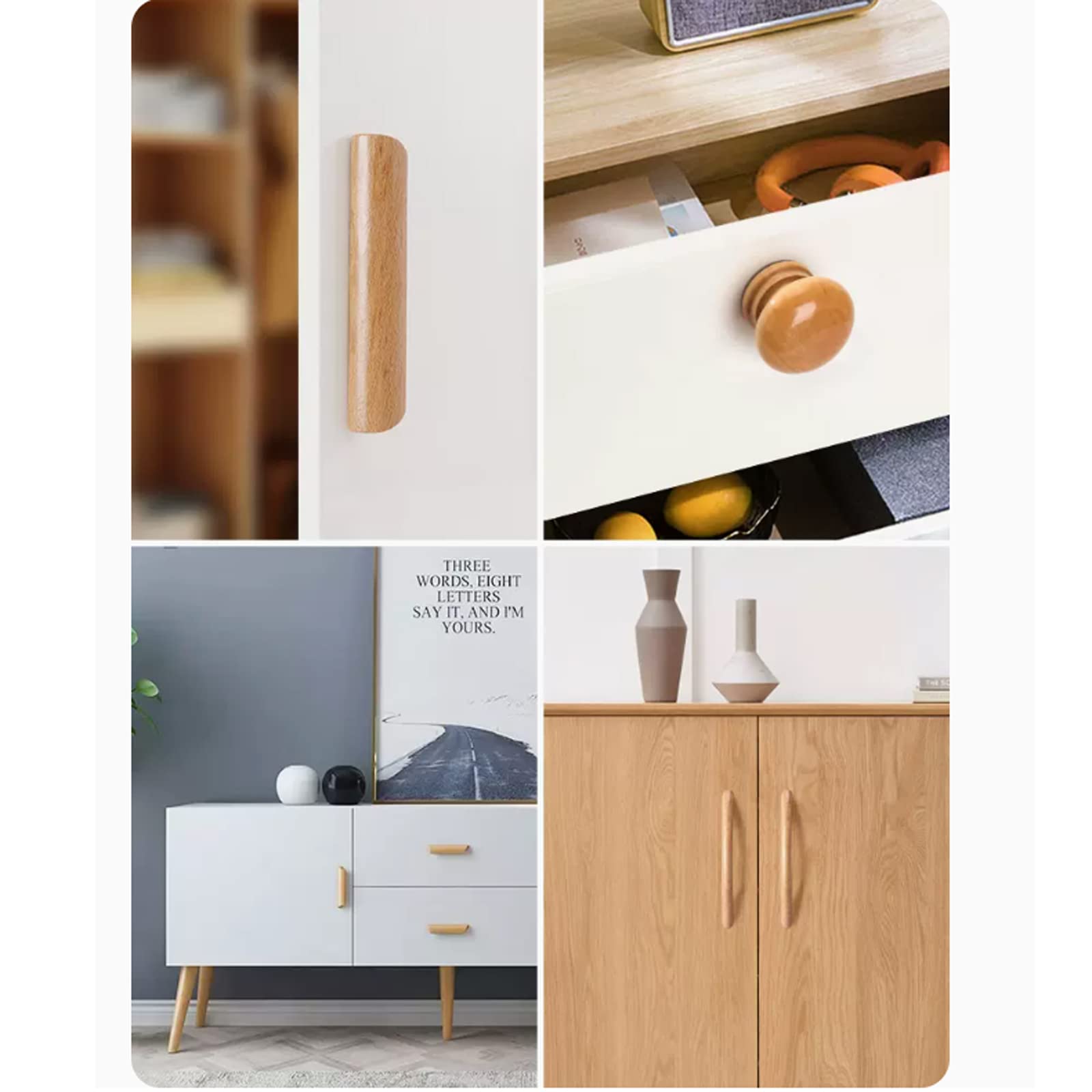 Massief houten kastgreep, houten knoppen, Houten ronde kasthandgreep, kastkeuken trekt handgrepen for dressoir ladekast, houten boogvormige handgreepdeurkast (lengte 1200 mm)/lengte 800 mm (Size : Le