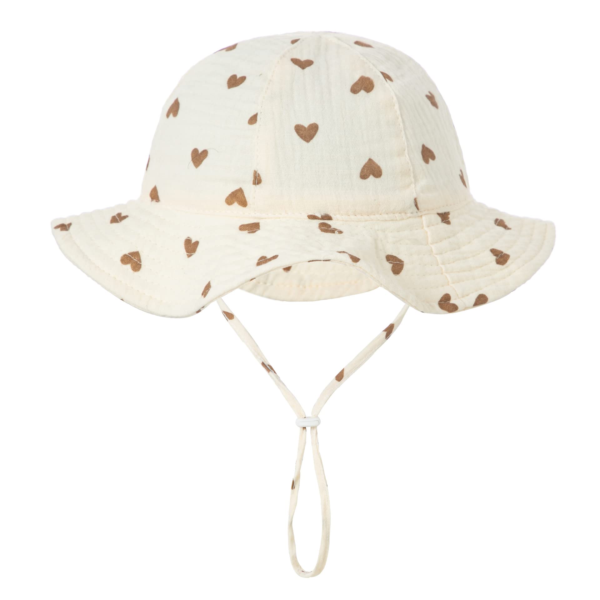 PythJooh Infant Baby Girl Boy Cotton Sun Hat Newborn Soft Cotton Bucket Hats with Adjustable Chin Strap for 3-12Months — view 6