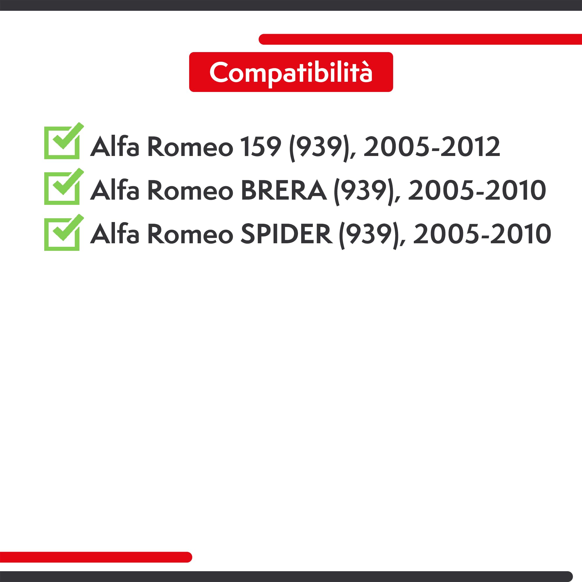 Kit Coppia 2 Molle A Gas Per Alfa Romeo 159 (939) 2005-2012 Station Wagon, Berlina, Brera (939) 2005-2010 Hatchback, Spider (939) 2005-2010, Pistoncini Cofano Motore Anteriori 60688574