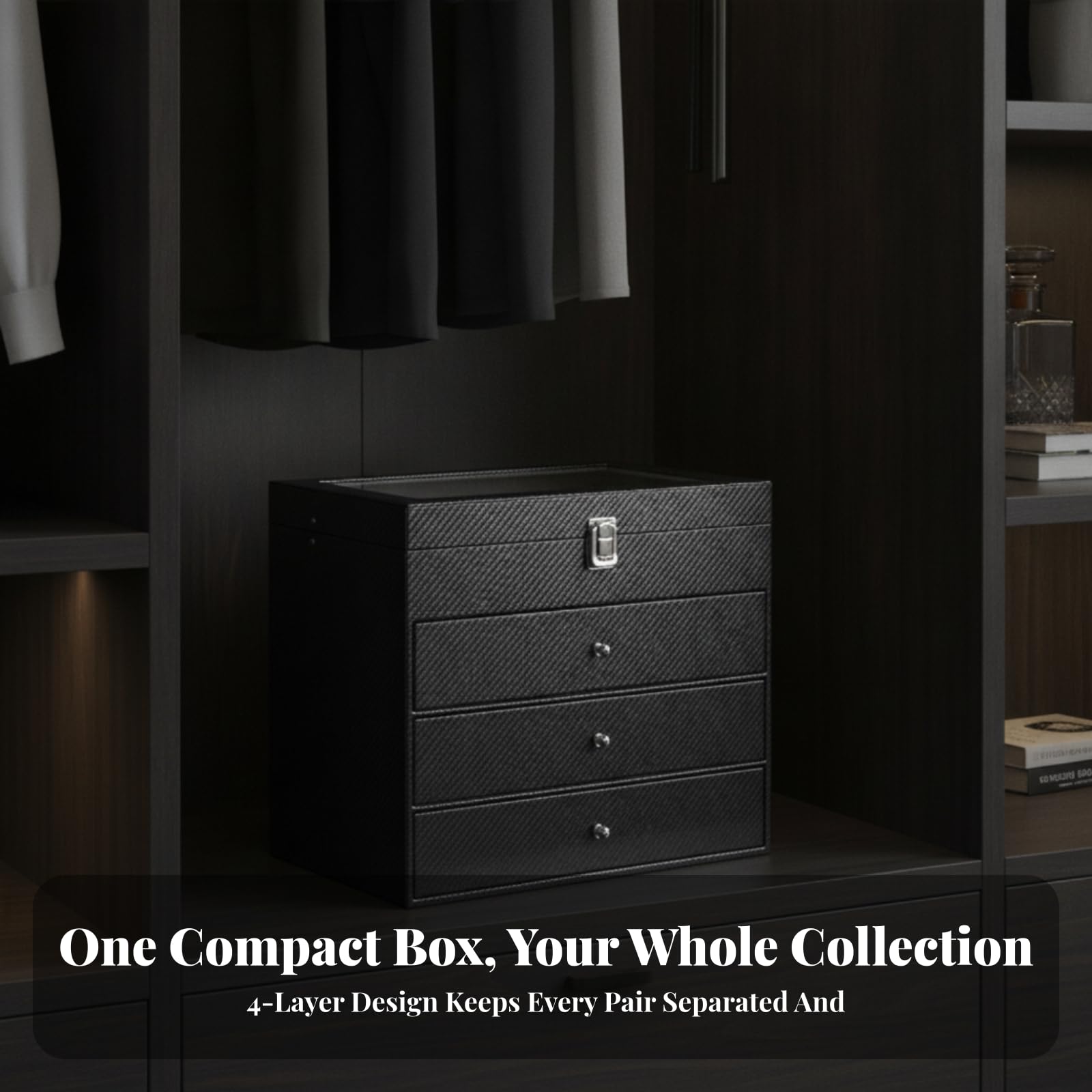 Staubdicht Brillenaufbewahrung mit 24 | Brillen-Organizer mit Schubladen, elegant, Aufbewahrungsbox, für Kommode, Schreibtisch, Sammler