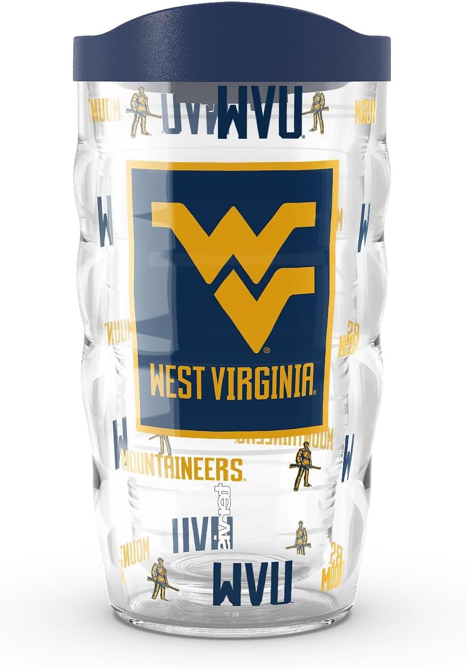 Tervis West Virginia Mountaineers - Overtime Made in USA Double Walled Insulated Tumbler Travel Cup Keeps Drinks Cold & Hot, 10oz, Classic