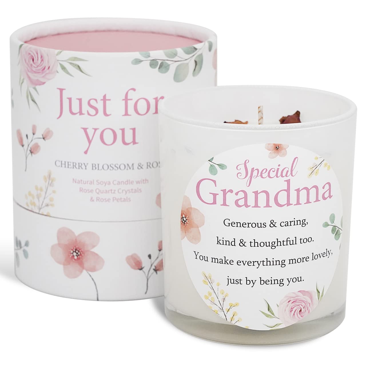 Gemini Gifts Pink Grandma Candle That Makes A Thoughtful Gifts For Grandma - Ideal Mother’s Day Christmas And Special Grandma Birthdaysoya Candle With Rose Quartz And Rose Petals