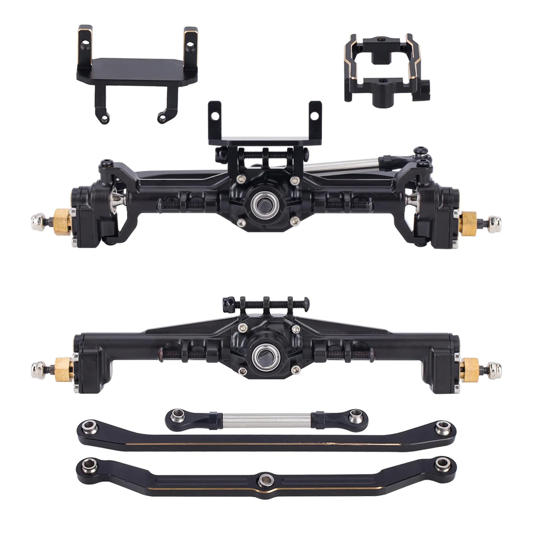 AMK TRX4M Portal Axles Widened by 20mm, 216.4g Brass TRX4M Axles with Two Servo Mount Options for Upgrade on 1/18 RC Crawler TRX4M Axles